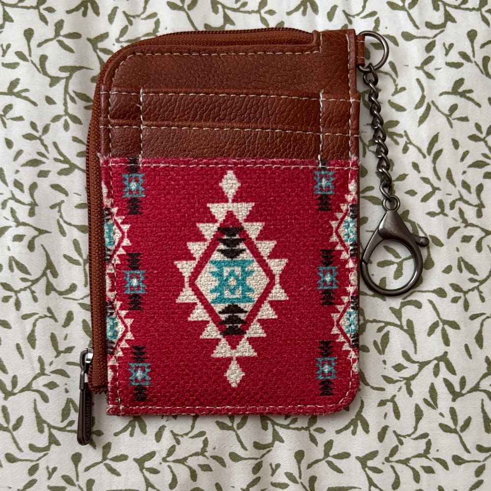 Wrangler Brown Leather Card Holder with Keychain